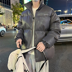 新款立领pu皮印花棉衣男秋冬季加厚面包服外套保暖棉服MY609-P115，男装棉衣，星座505-3