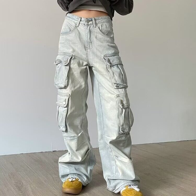 【有货】DKC627-批65美式复古水洗多口袋小众直筒工装牛仔裤男女,男装牛仔裤,星座603-2
