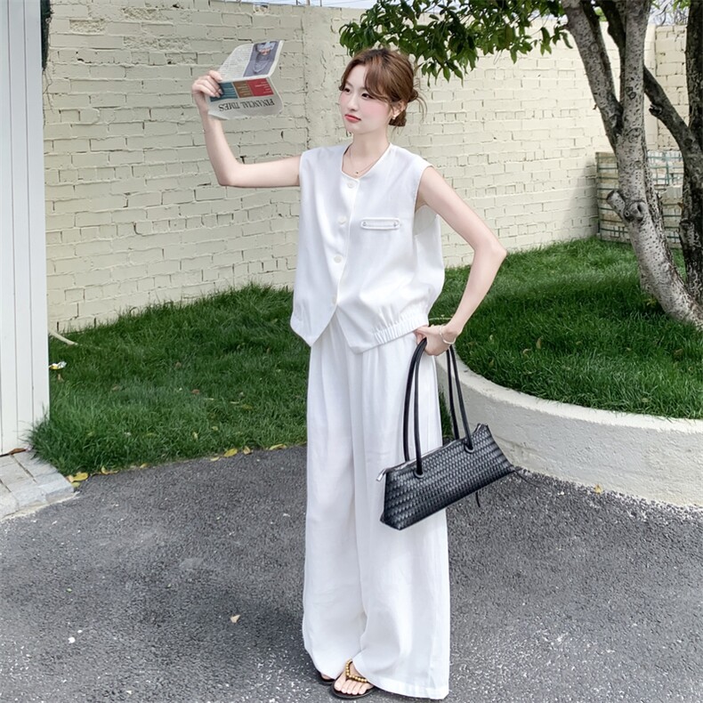 套装夏季新款女装时尚气质无袖马甲阔腿裤两件套，女装套装/套裙，诺蝶