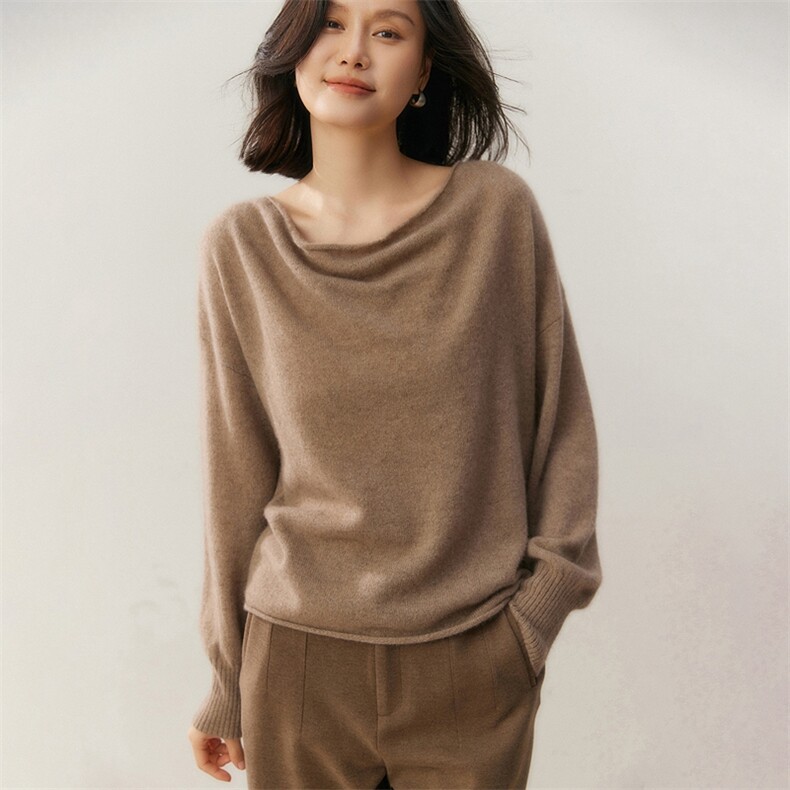 2025时尚百搭宽松领子羊绒衫,女装羊绒衫,贝美羊绒