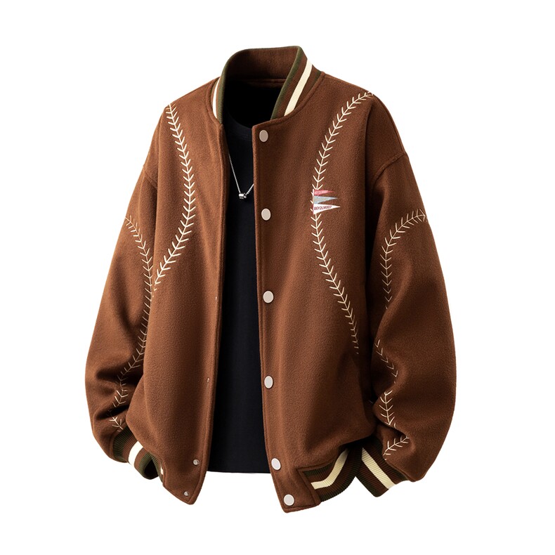 美式旗帜字母刺绣大码S-2XL夹棉聚酯纤维棒球棉衣男78156P148，男装棉衣，星座227-7