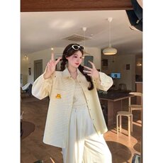 美式条纹长袖衬衫男女春秋季潮牌刺绣慵懒风c休闲衬衣外套HCS376，男装衬衫，星座208-5