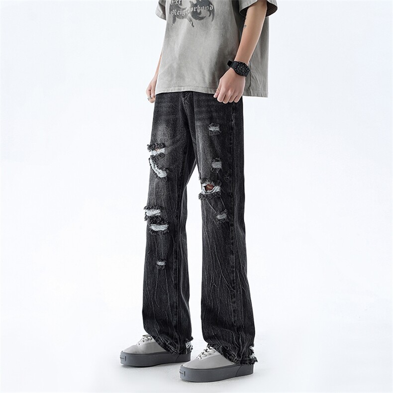 B221美式ins高街暗黑小众夏季重工艺破洞牛仔裤LK24178-P65控88,男装牛仔裤,电商B221