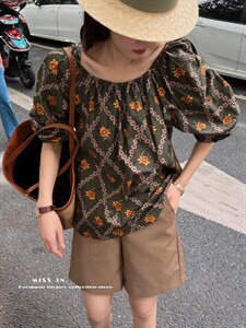 现货 轻复古小花上衣,其它,蜜思印·金