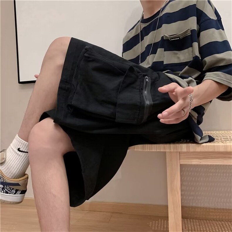 工装短裤男港风潮流大口袋痞子帅2024夏季新款ins五分裤K3882-P47,男装休闲裤,星座412-3