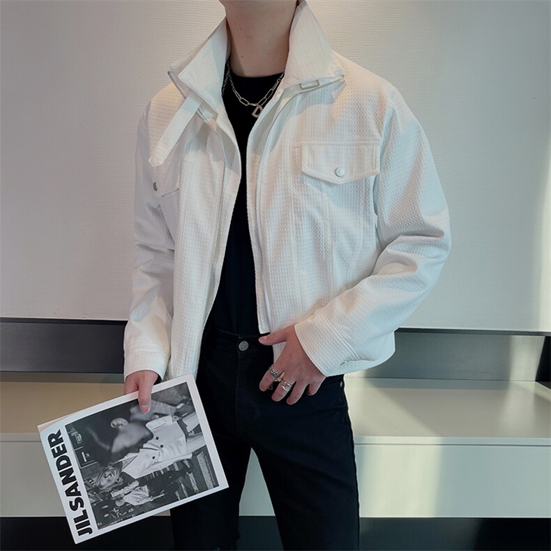春季新款潮男短款高级感痞帅假两件夹克帅气外套JK2309-P125控155,男装夹克,电商B267