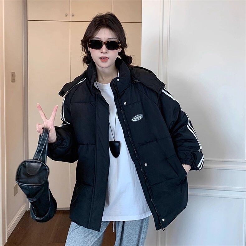 W584-P88短款棉服女2025学生加厚黑色棉袄韩系小个子棉衣外套,男装棉衣,星座911-1