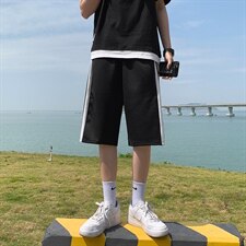 2021夏季主推港风休闲短裤男五分短裤海边外景图DS-C407-DK04-P30，男装休闲裤，电商C323-1