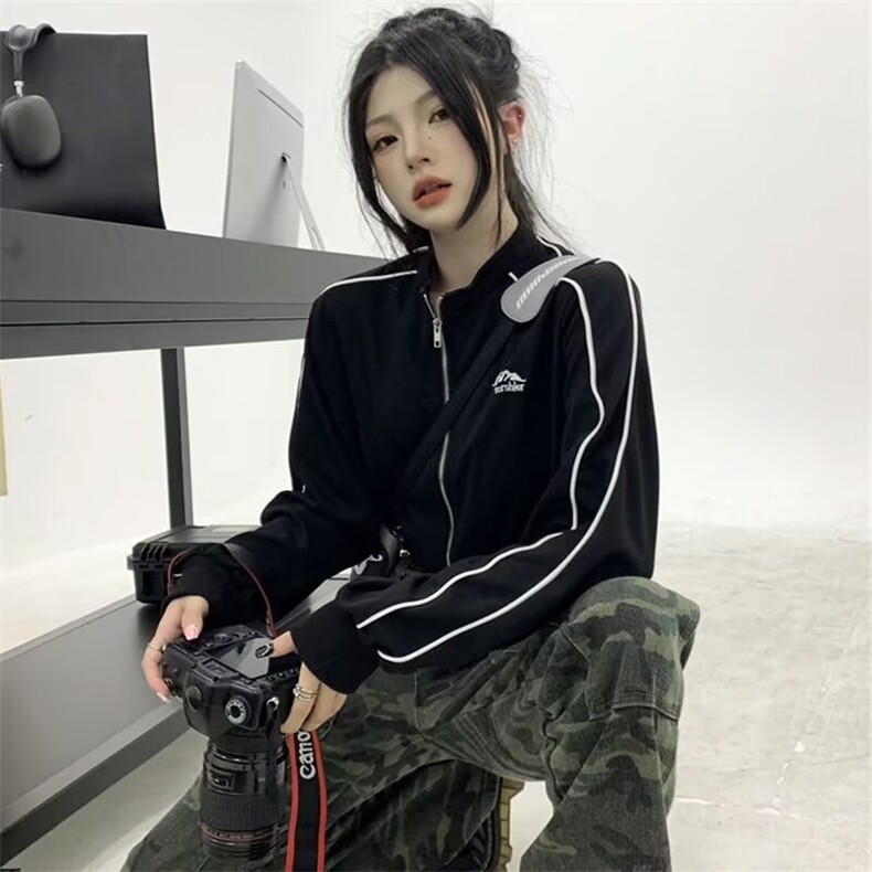 美式辣妹休闲运动立领外套女秋季小个子宽松显瘦短款夹克开衫上衣,男装夹克,星座1210-1