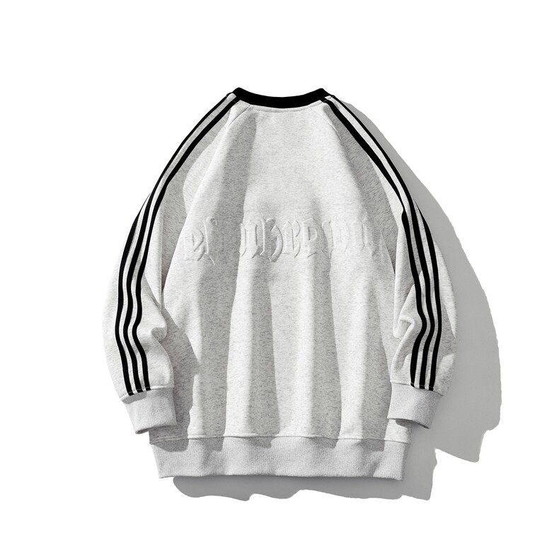 2025白底圆领钢印图案袖子三杠织带潮流大码M-5XL卫衣WY77763P50，男装卫衣，星座227-7