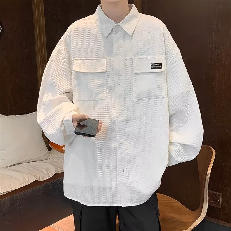 男士长袖春季2024新款衬衫华夫格C376P40,男装衬衫,星座1116-2