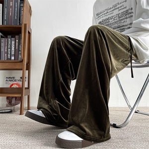 8XL-M 加绒美拉德宽松金丝绒阔腿裤垂感拖地裤K993P55加绒65控78图片