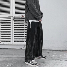 牛仔裤男加厚直筒宽松扎染阔腿裤子ins高街长裤N0417-P40加绒50，男装牛仔裤，星座1008-2