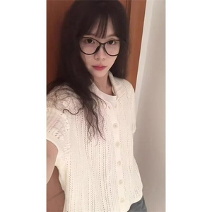 【有货】D502-特P45镂空短袖针织衫男夏季老钱风穿搭衬衫半截袖图片