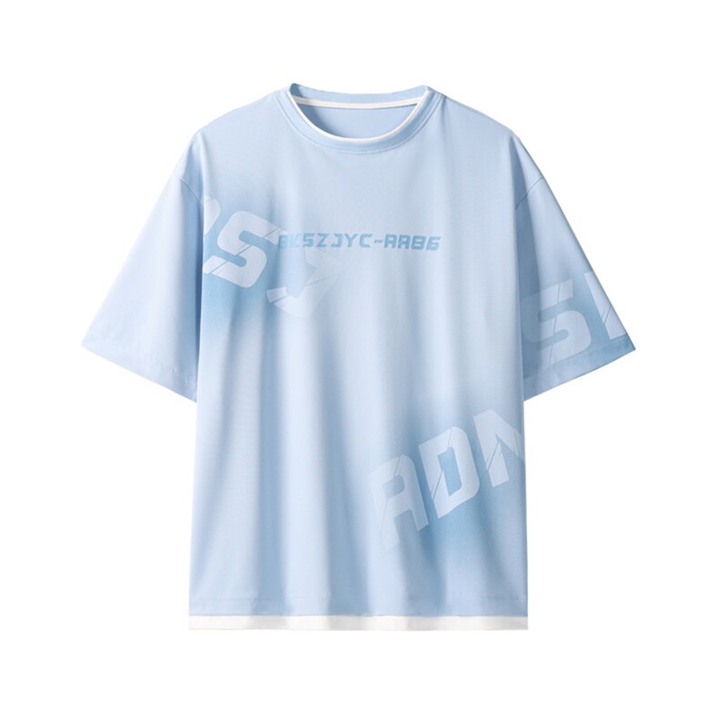 2025夏季新款旋律风车大码假两件冰丝套装M-5XHQ25443-P65,男装休闲套装,电商A022