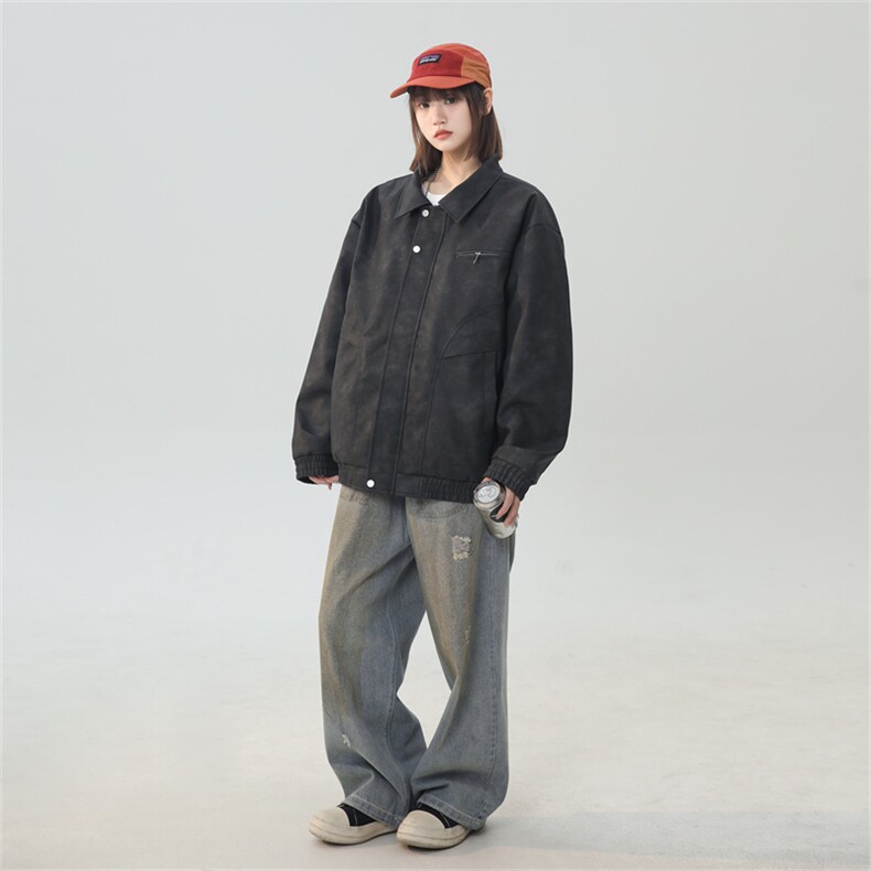 中性风PU皮工装翻领夹克2025秋季痞帅潮流外套XZ301b-2-JK2590P85,男装夹克,星座301B-2（原A443-1）