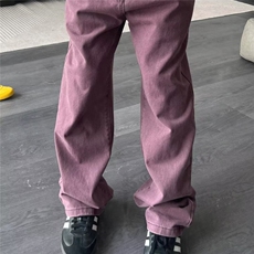 现货紫色裤子春秋美式复古牛仔裤直筒工装裤男装牛仔裤NZK1734p48，男装牛仔裤，星座302B-2