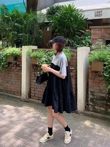韩版拼接裙图片