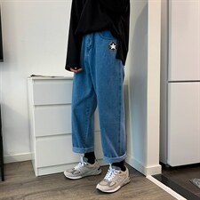 NK44008-P38直筒牛仔裤男士大码宽松九分裤男休闲长裤子男,男装休闲裤,电商A040
