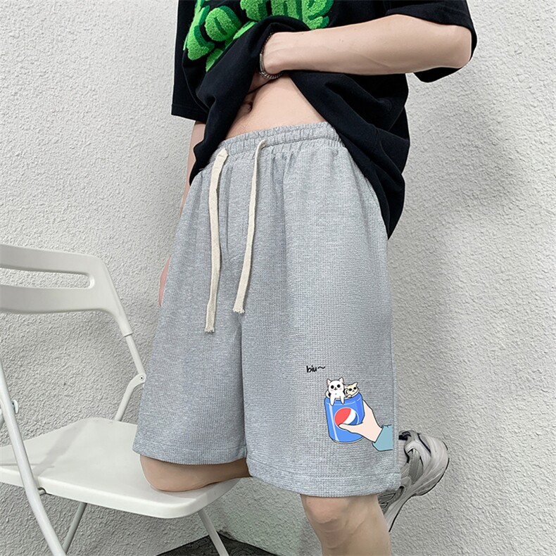 HD74262-P22华夫格短裤男大码宽松五分裤男直筒中裤,男装休闲裤,电商A040