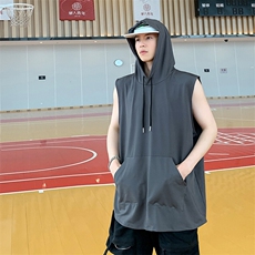 M-8XL特大码冰丝速干连帽背心男篮球运动无袖健身服坎肩TDX315P35，男装T恤，电商D206-1