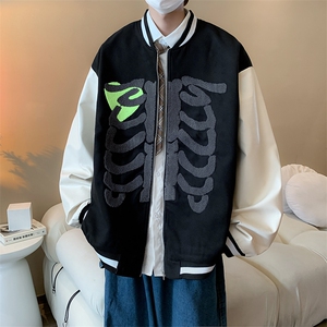 美式复古街头棒球服女秋新款高街设计感bf慵懒夹克外套JK030-P70图片