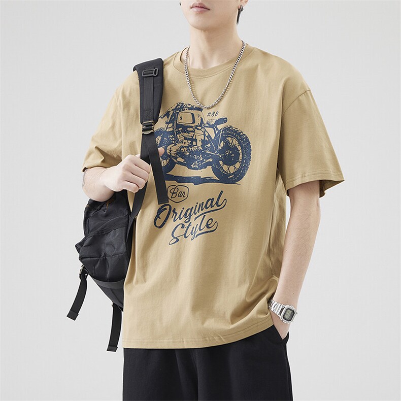 水浆印花工艺重磅洗水短息宽松微落肩款男T恤A329-T8053-P48,男装T恤,电商A329