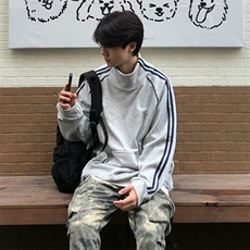 抖音得物高品质二开25秋冬美式高街重磅结构织带高领立领卫衣W66，男装卫衣，电商A486-1