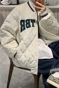 菱形格绒面学生棒球服学生衣冬季外套韩版宽松服 W2076-P70图片