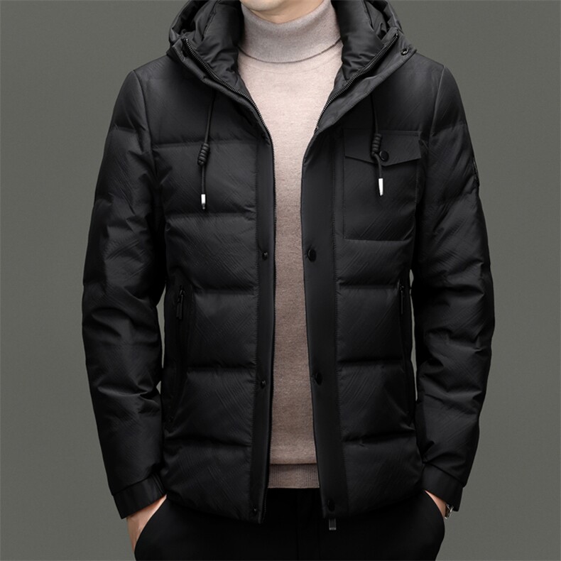 加厚羽绒服男冬季极寒短款工装连帽上衣服男士白鸭绒冬装保暖外套,男装羽绒服,电商B212（原钱塘6029）