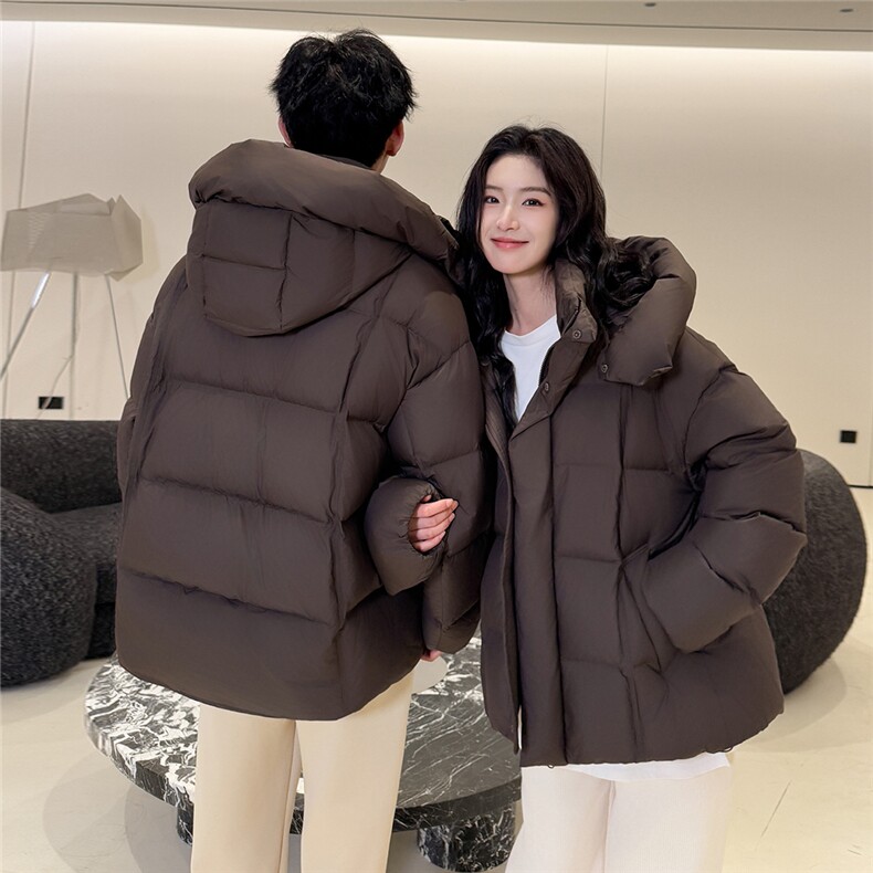 现货韩版面包服情侣装羽绒服男女青年学生225克90绒羽绒外套，男装羽绒服，钱塘723
