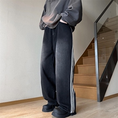 美式高街hiphop潮牌宽松休闲裤春秋季水洗条纹牛仔裤男K7580-P50，男装牛仔裤，星座512-3