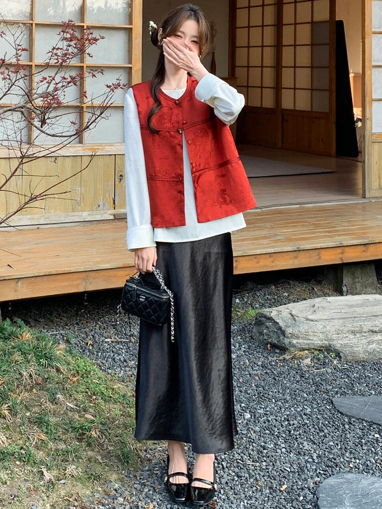2026年春季新中式g风提花洋气百搭无袖马甲,女装马甲,超帛