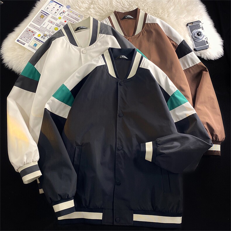 小牛津上衣夹克宽松落肩拼色棒球服外套XZ214-8 JK700-P65图片