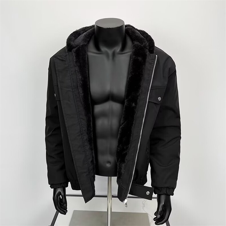 冬季羊羔绒连帽拉链棉衣男cleanfit重磅情侣棉服夹克MY4222-p98,男装夹克,星座1008