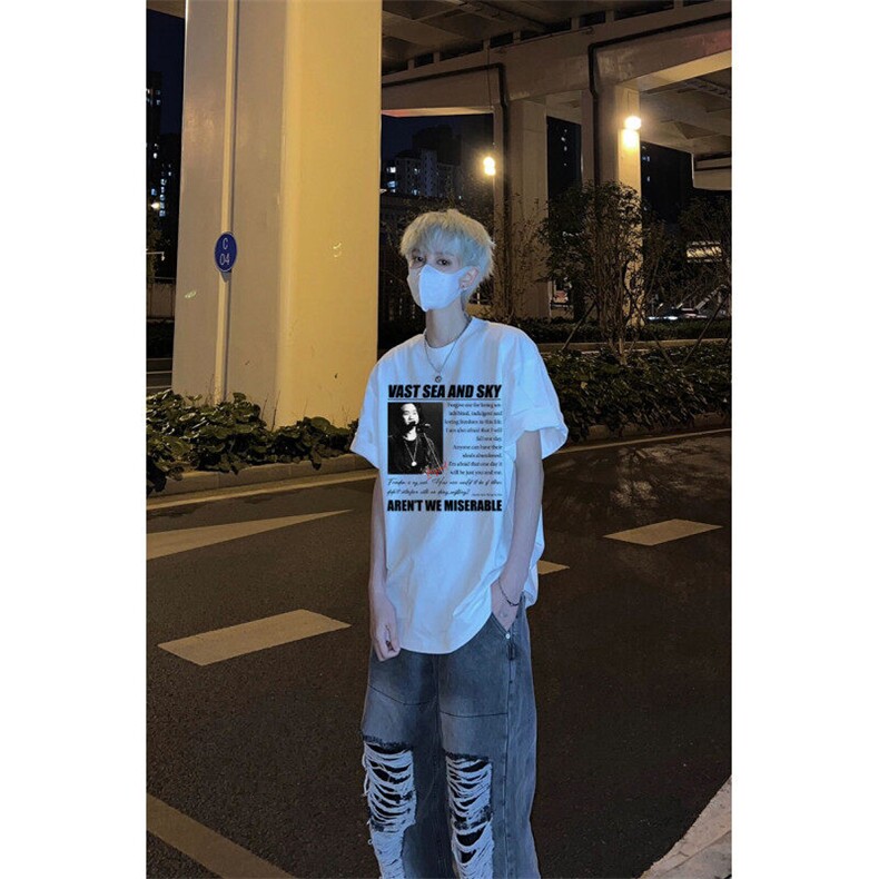 vintage复古潮重磅乐队短袖t恤潮牌宽松百搭体恤,男装T恤,星座310A-4