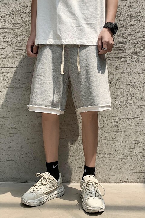L夏季糖果色假两件大裤衩子男士休闲五分裤情侣运动裤,男装休闲裤,星座1008