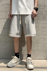 L夏季糖果色假两件大裤衩子男士休闲五分裤情侣运动裤，男装休闲裤，星座1008