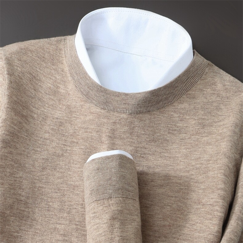 2025舒适百搭简约圆领纯色男士羊绒衫，男装羊绒套衫，蒙亿羊绒
