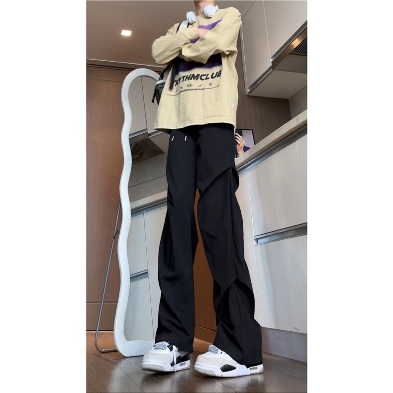抖音品质冰丝透气垂感直筒宽松阔腿休闲裤B315-K24105-特P30控58,男装休闲裤,电商B315