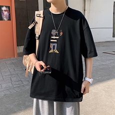 得物抖音40支双纱高品质休闲印花半袖纯棉短袖T恤男女T7223-P40，男装T恤，电商A441-1