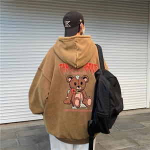 加绒新款港风宽松连帽套头卫衣X5670-常规P70控88-加绒P80控98图片