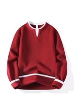 76323-特P65秋冬休闲圆领纯色假两件毛衣男V领针织打底衫，男装针织衫/毛衣，电商D310B