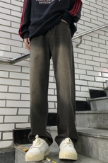 2024春夏季新款潮牌做旧黑休闲宽松直筒长裤子D321-NK940P60，男装休闲裤，电商D321
