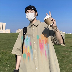 独特别致衬衫女今年流行美式短袖上衣夏季外套S6205P35控48，男装T恤，电商A268A
