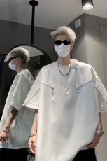 丝光棉解构短袖T恤夏季小众设计拉链半袖体恤XZ514-2-202493-P63，男装T恤，星座514-2(原B239)
