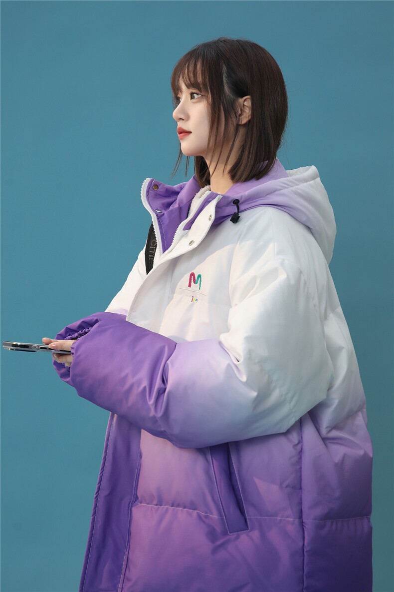 XZ-230-1MY52中性风宽松简约刺绣扎染渐变休闲连帽棉服P128控158,男装棉衣,星座230-1