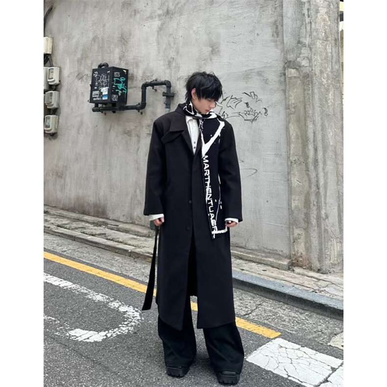 现货~2025新款垫肩毛呢大衣过膝长款收腰风衣外套Y976-P125,男装风衣,星座1004-3