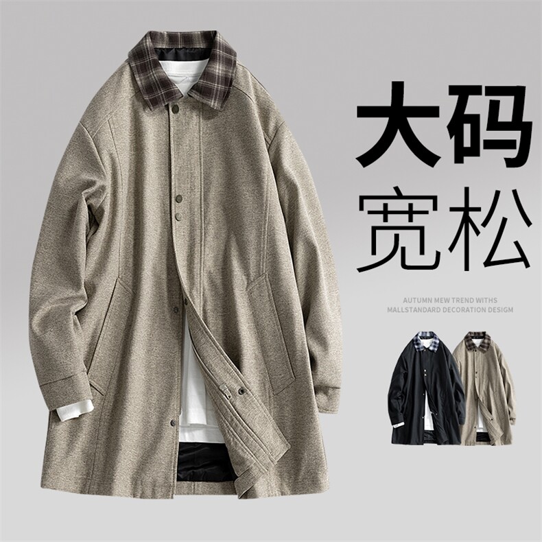 日系大码男士休闲夹克风衣8569-P80控169大码元图片