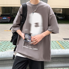 B239-D925-P28夏季模糊人物图案印花半袖重磅短袖t恤男港风，男装T恤，星座514-2(原B239)